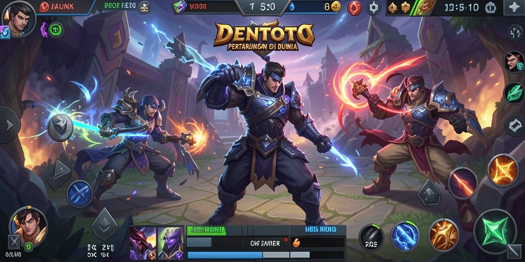 Tampilan gameplay DENTOTO yang mendebarkan di dalam arena MOBA.