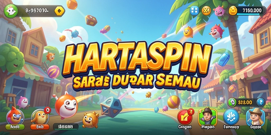 Tampilan gameplay HARTASPIN yang seru dan penuh warna.