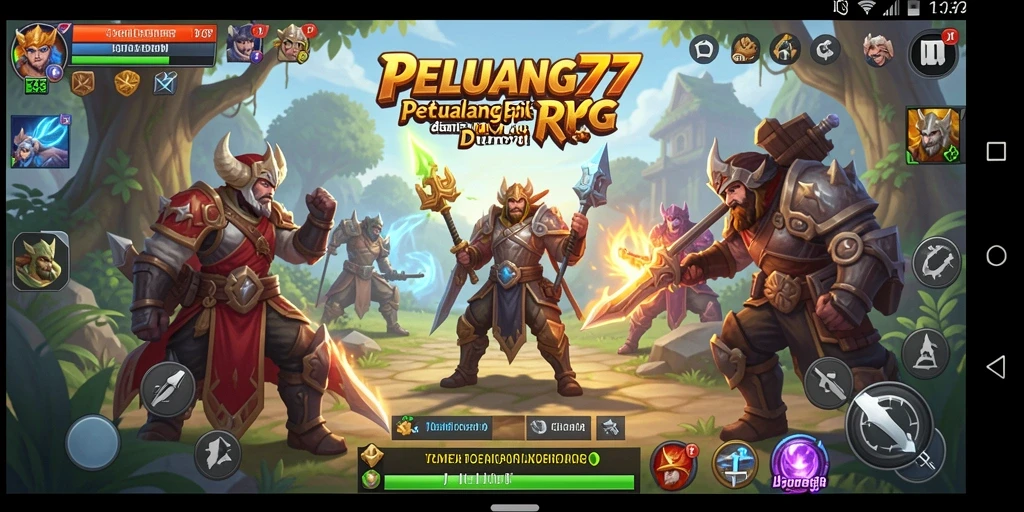 Tampilan screenshot <strong>PELUANG77</strong> menampilkan aksi pertempuran RPG yang seru.