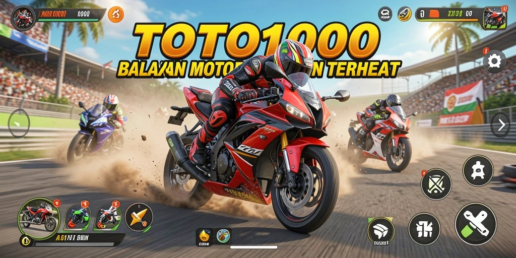 Tampilan gameplay balapan motor yang seru dan mendebarkan.