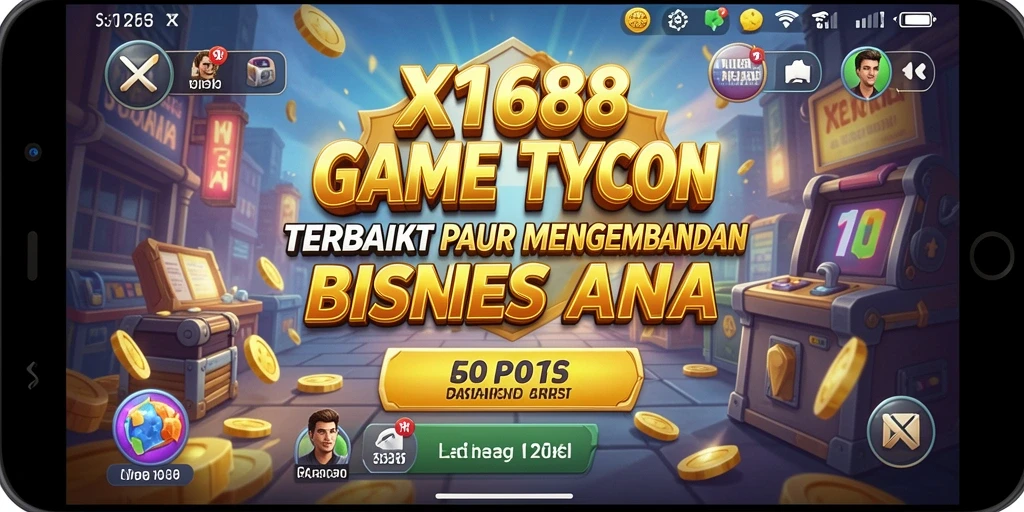 Tampilan gameplay X168 dengan elemen manajemen bisnis yang menarik.